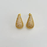 Pave Gold Teardrop Earrings