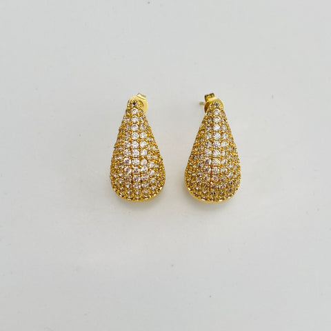 Pave Gold Teardrop Earrings