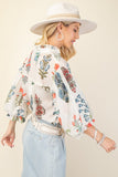 White Boho Print Blouse CW