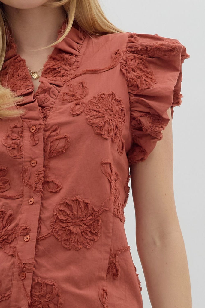 Entro Chestnut Embroidered Top CW