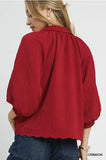 Umgee Crimson Textured Pullover Top CW