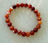 Red Orange Beaded Agate Bracelet