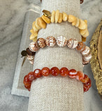 Red Orange Beaded Agate Bracelet
