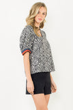 THML Black and White Print Puff Sleeve Top CW