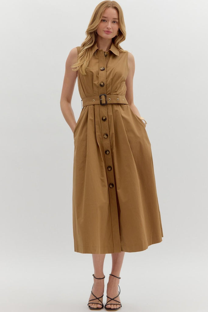 Entro Brown Tie Front Dress CW