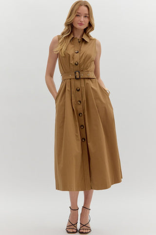 Entro Brown Tie Front Dress CW