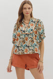 Entro Ecru Botanical Print Top CW
