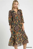 Umgee Brown Floral Midi Dress CW