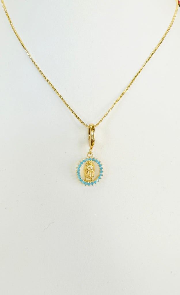 Mary Blue Stone Charm Necklace