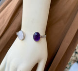 Double Amethyst and Moonstone Silver Bracelet