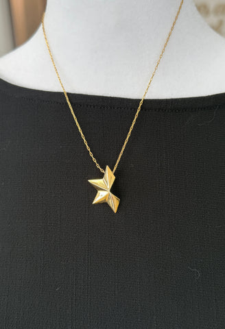 Small Gold Half Star Charm Necklace