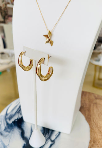 Gold Molten Hoop Earrings