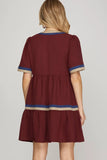 She & Sky Wine Tiered Dress CW