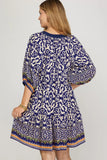 She & Sky Navy Border Print Dress CW