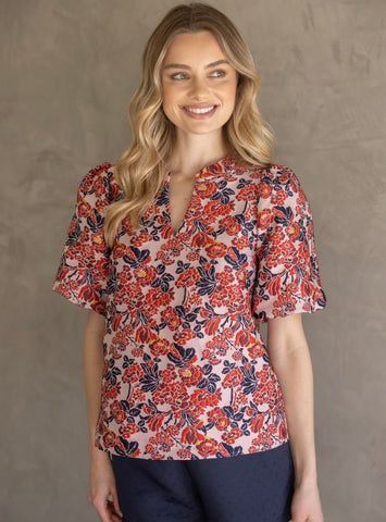Voy Multi Color Floral Top CW