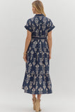 Entro Navy Floral Midi Dress CW