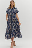 Entro Navy Floral Midi Dress CW