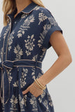 Entro Navy Floral Midi Dress CW