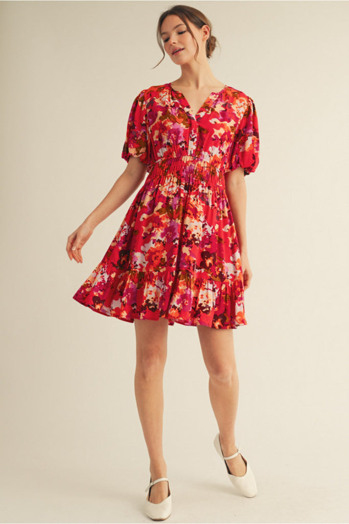 Jodifl Red Floral Dress CW