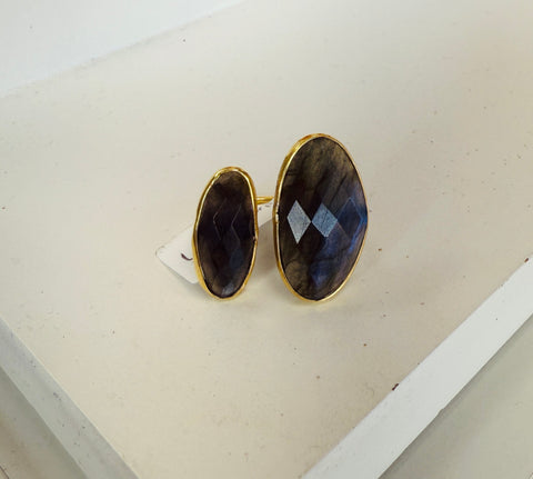 Double Gemstone Ring (Labradorite)