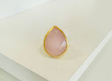 Teardrop Gemstone Rose Quartz Ring