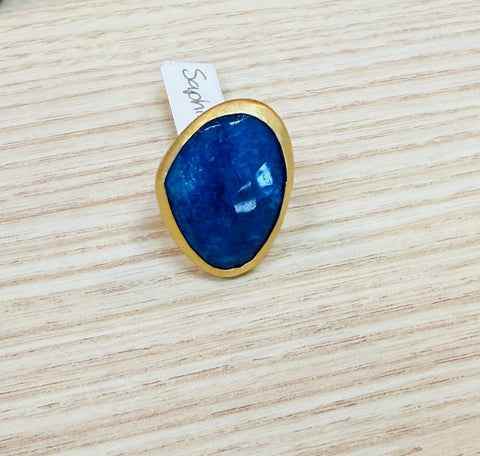 Free Form Gemstone Ring  Gold/Sapphire