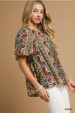 Umgee Green Print Top CW