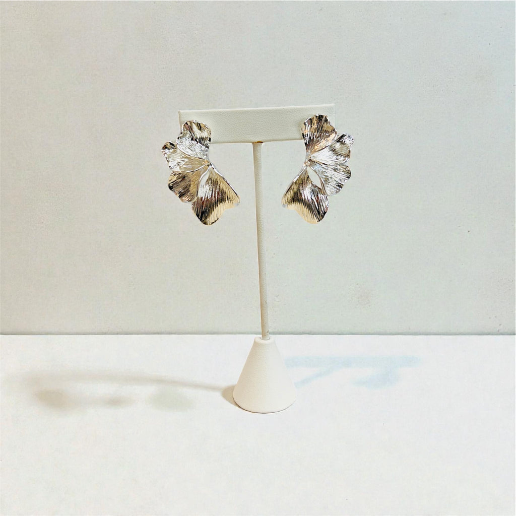 Silver Leaf Statement Earrings