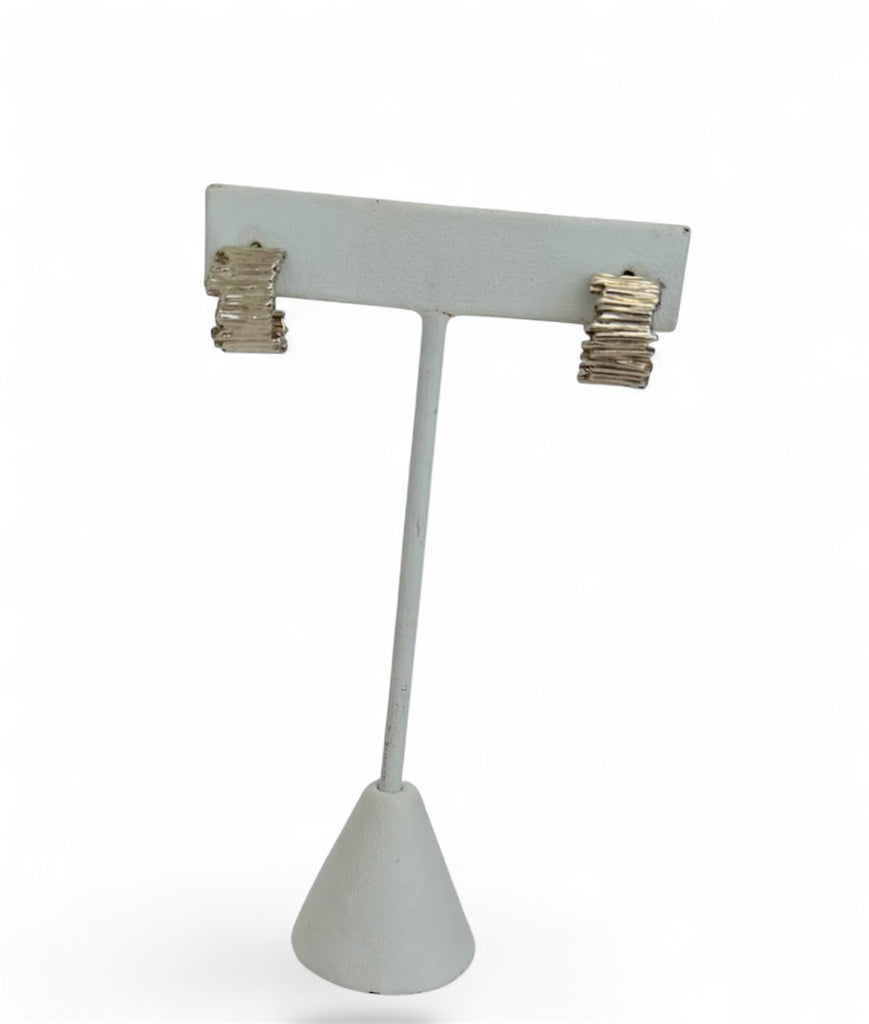 Line Hoop Sterling Silver Earrings