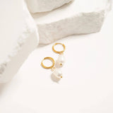 18K Gold PVD Freshwater Pearl Huggie Earrings