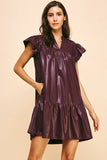 MINI DRESS - DEEP WINE FAUX LEATHER