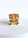 Handmade Multi Gemstone Cuff Ring
