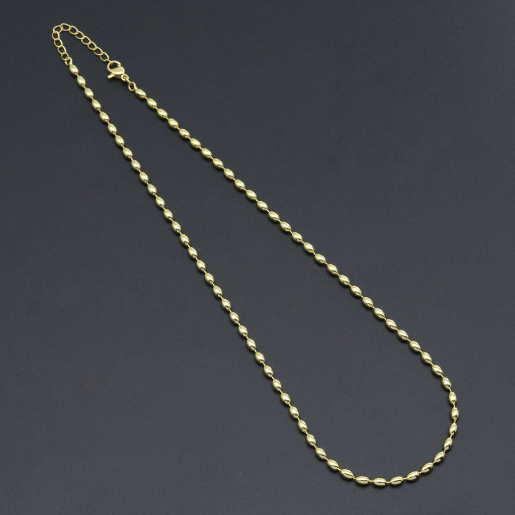 Gold Rice shaple Beads Link Adjustable Necklace