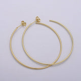 50 mm Simple Light Hoops 24K Gold, Loop Gold Earrings for DIY Earring Craft Supply Jewelry Making, EARR-1390-1391