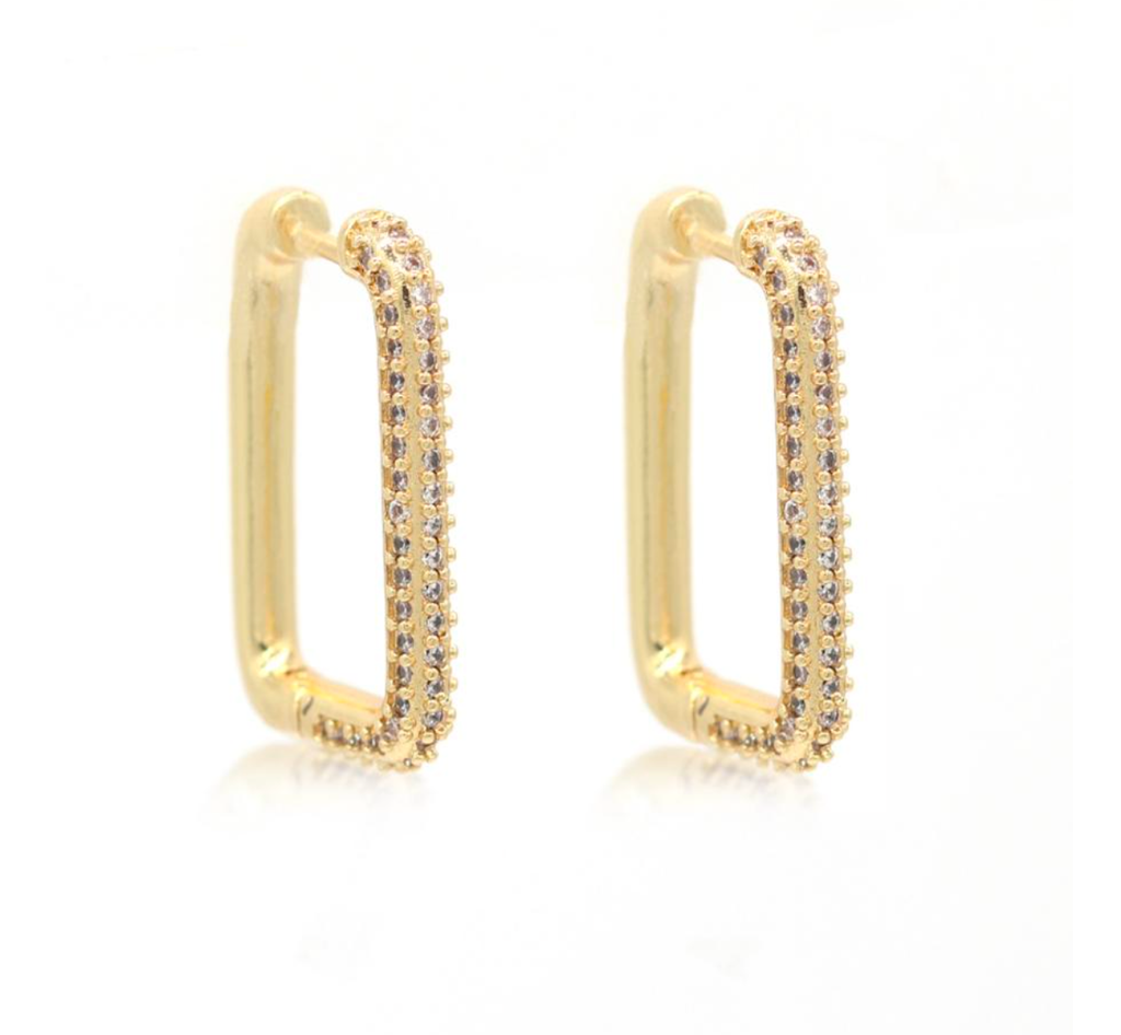 Rectangle Cz Hoop earrings