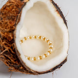 18K Gold PVD 8mm Kiska Glass Pearl Stretch Bracelet