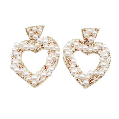 Pearl Heart Earrings