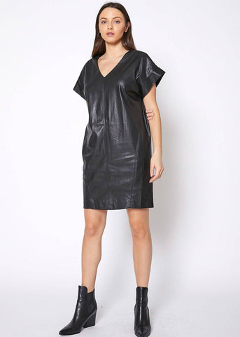 Black PU Leather Dress