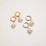 18K Gold PVD Freshwater Pearl Huggie Earrings