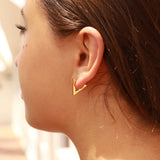 18K Gold PVD Stainless Steel Triangle Huggie Earrings / ERJ0003