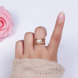 14K Gold Filled White Pearl Multiple Band Ring in Gold