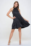 Bow Back Sleeveless Flounce Dress