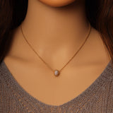 Silver Dainty Chain Ball Charm Adjustable necklace, Sku#EF338