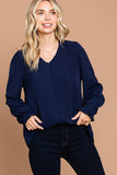 Navy Top V Neck