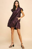 MINI DRESS - DEEP WINE FAUX LEATHER