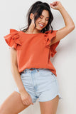 Gauze Double Ruffled Short Sleeve Top