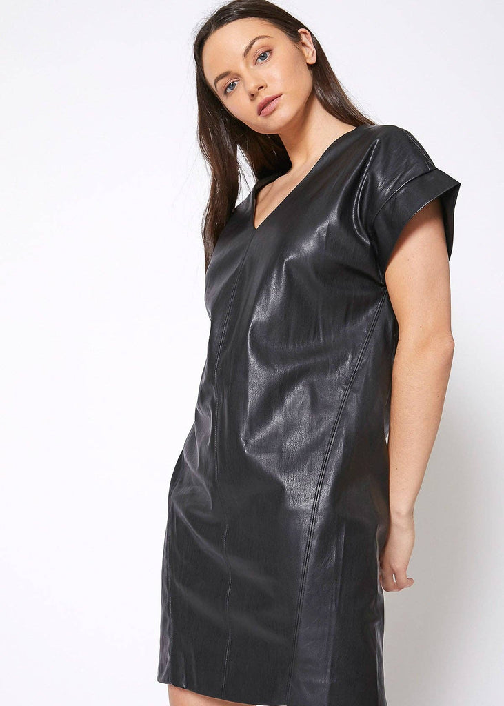 Black PU Leather Dress