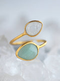 Double Gemstone Ring, Adjustable size.