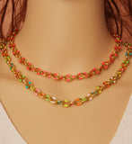 Link Chain Enamel Colorful Necklace