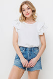 Gauze Double Ruffled Short Sleeve Top